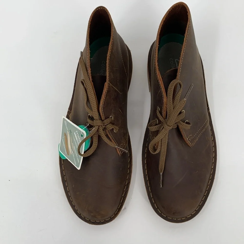 Clarks Bushacre Chukka ankle boot shoe oiled brown leather distressed men 8.5
